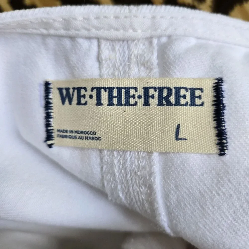 NWT Free People High  Roller Denim Jumpsuit Overalls Optic White Women's Large - Picture 6 of 7